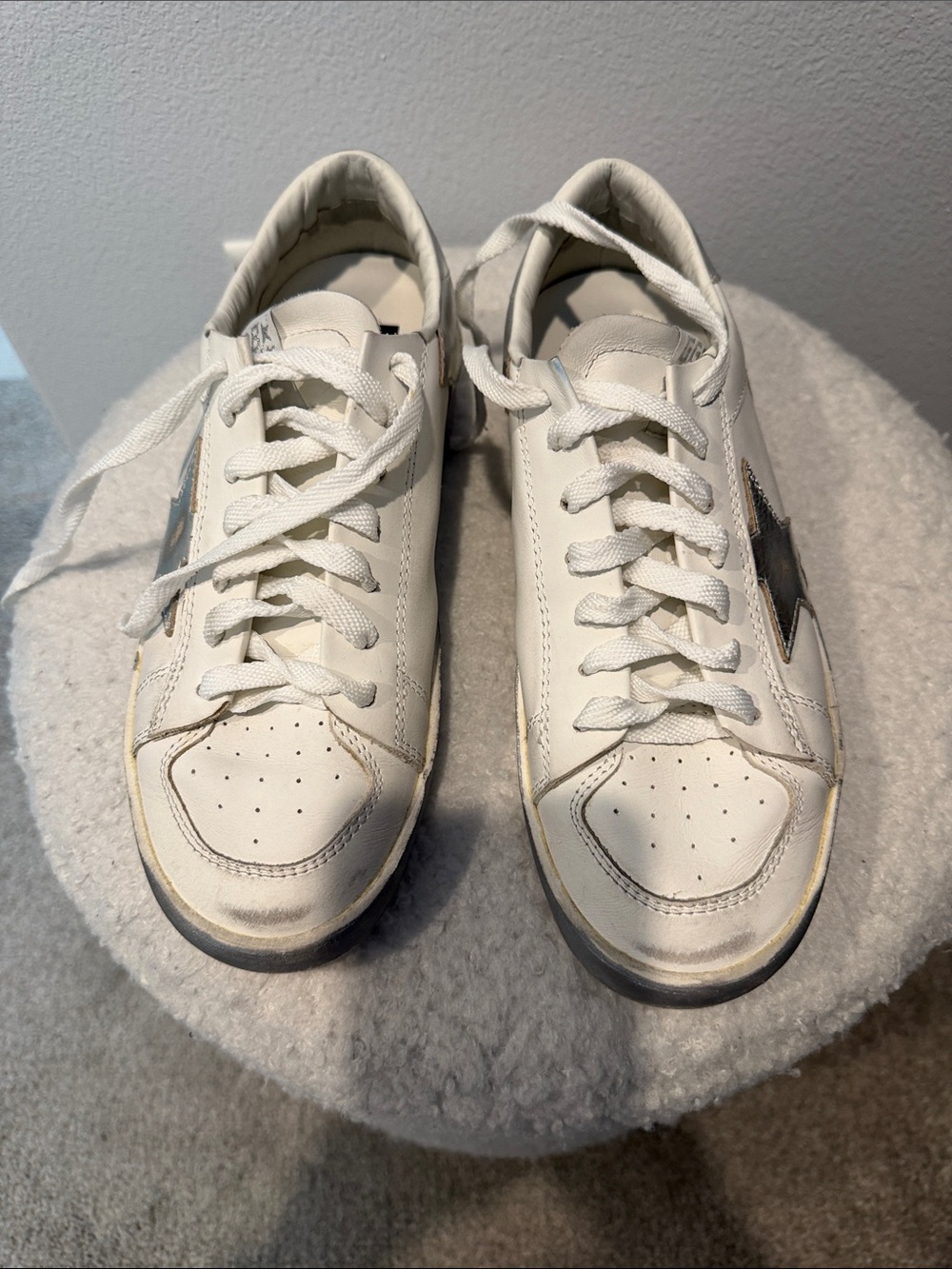 Golden Goose White Leather Sneakers with Silver Star - Picture 6 of 9